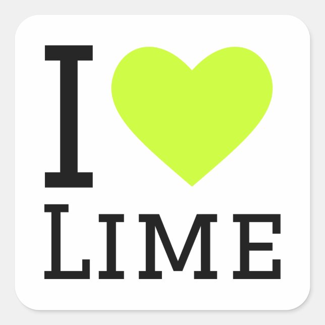 I LIEBE LIMON QUADRATISCHER AUFKLEBER (Vorderseite)