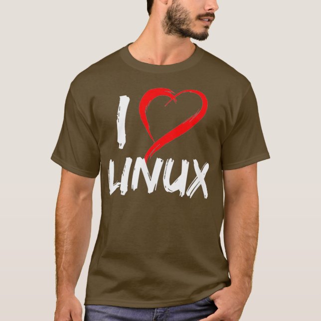 I Liebe Linu mit Herzschlag Penguin Tu Open T-Shirt (Vorderseite)