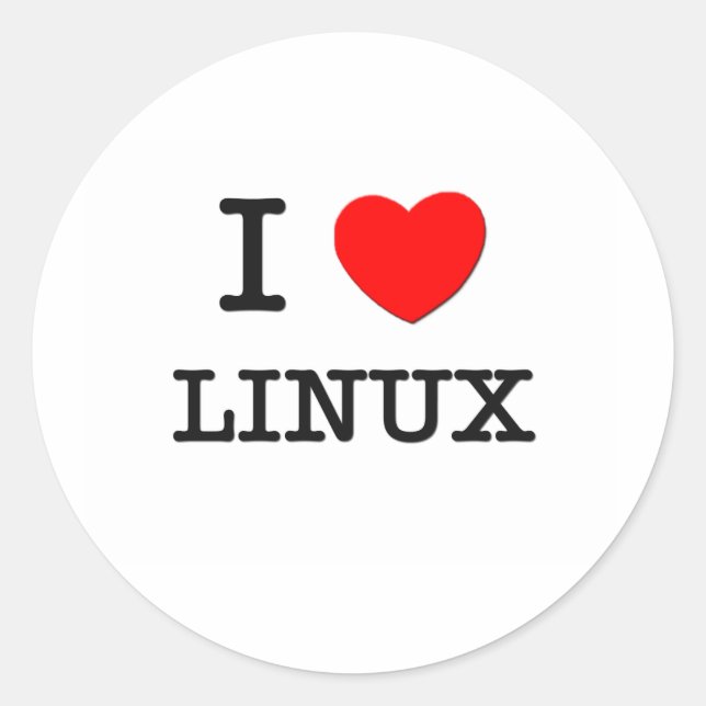 I LIEBE LINUX RUNDER AUFKLEBER (Vorderseite)