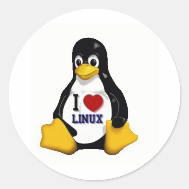 I Liebe Linux Runder Aufkleber (Vorderseite)