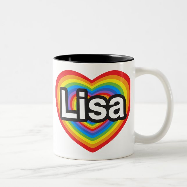 I Liebe Lisa. Liebe I Sie Lisa. Herz Zweifarbige Tasse (Rechts)