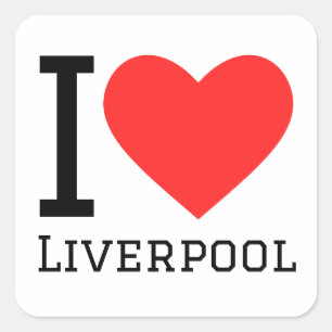 I Liebe Liverpool Quadratischer Aufkleber