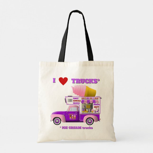 I Liebe LKW (Eiskremskraftwagen) Tote Tasche (Rückseite)