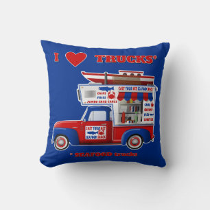 I Liebe LKW (Seafood Trucks) Reversible Kissen