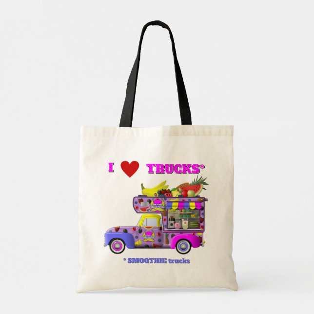 I Liebe LKW (Smoothie Trucks) Tote Tasche (Rückseite)
