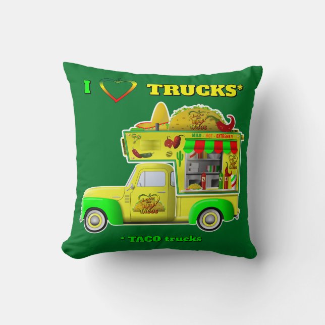 I Liebe LKW (Taco Trucks) Reversible Kissen (Vorderseite)