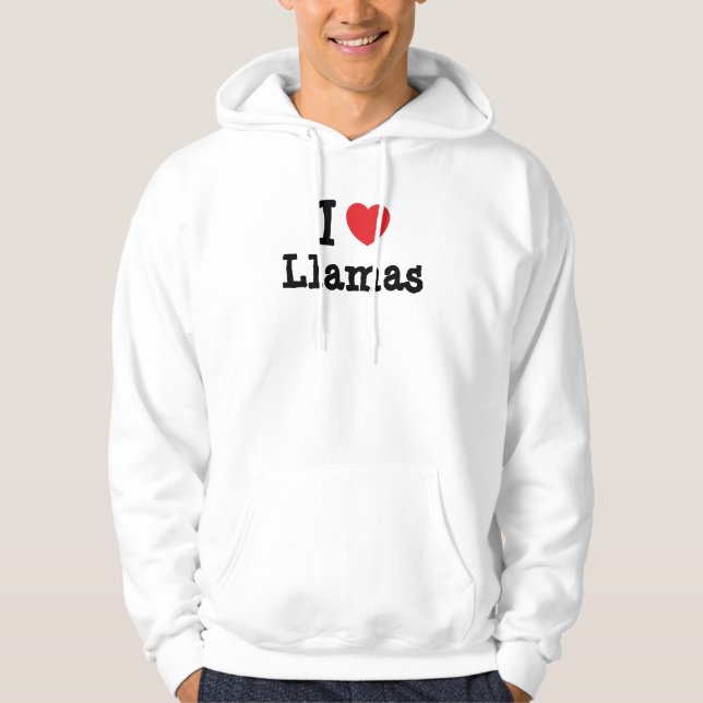 I Liebe Llamas Herzbrauch personalisiert Hoodie (Vorderseite)