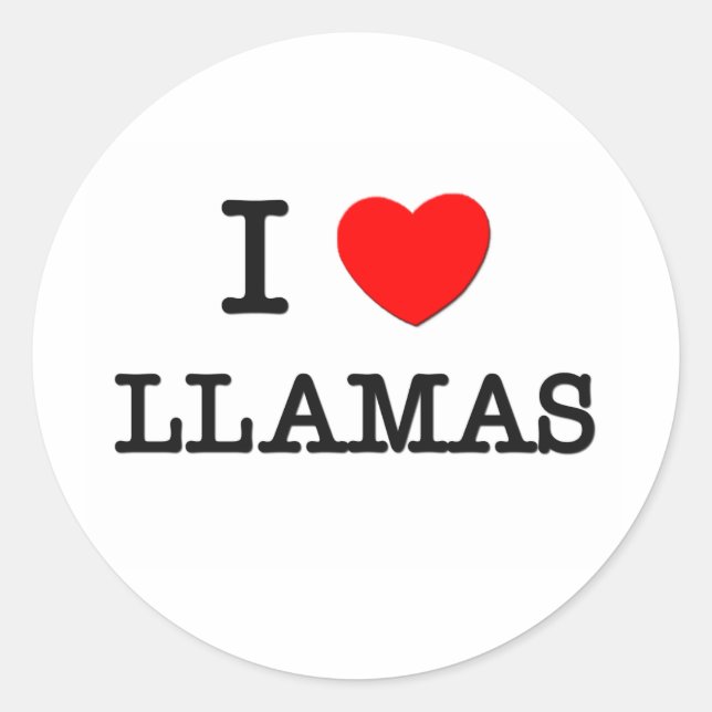 I Liebe LLAMAS Runder Aufkleber (Vorderseite)