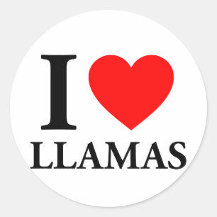 I Liebe Llamas Runder Aufkleber