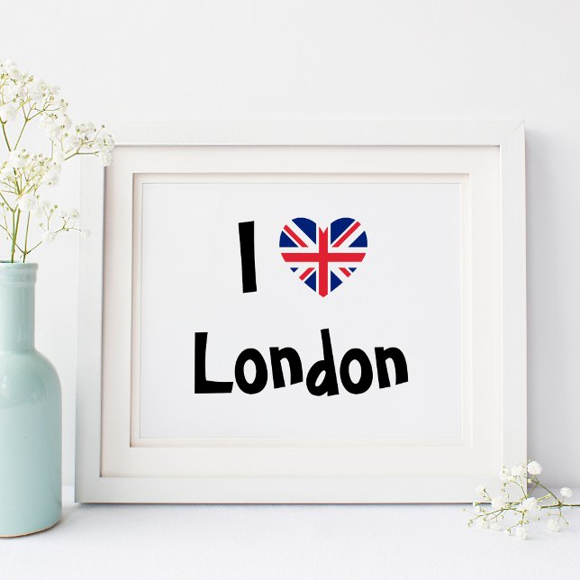 I Liebe London Poster (I Love London with Union Jack Heart Shape)