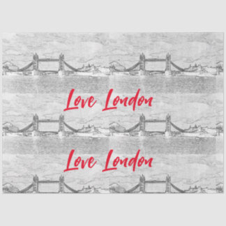 I Liebe London Red Text Tower Bridge Decoupage Seidenpapier