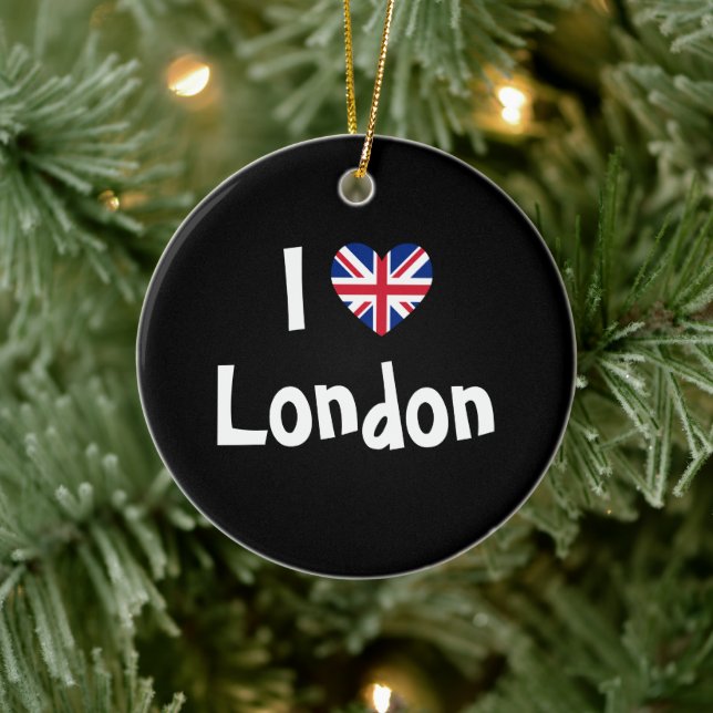 I Liebe London Union Jack Heart Keramikornament (Baum)