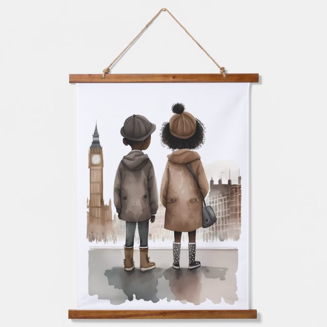 I Liebe London Wandteppich Mit Holzrahmen (Vorderseite)