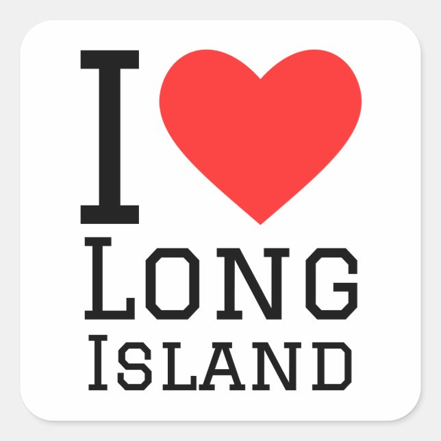 I Liebe Long Island Quadratischer Aufkleber (Vorderseite)