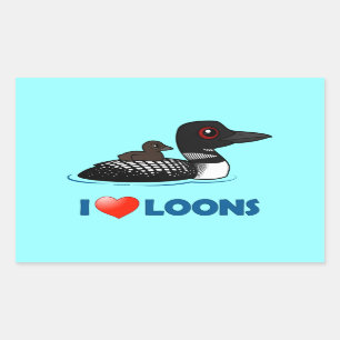 I Liebe Loons Rechteckiger Aufkleber