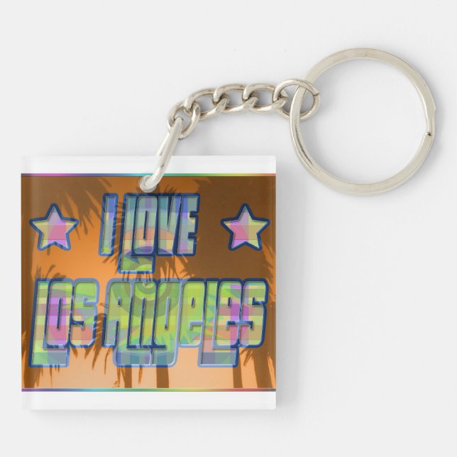 I LIEBE Los Angeles Beautiful Orange Sunset Keycha Schlüsselanhänger (Rückseite)