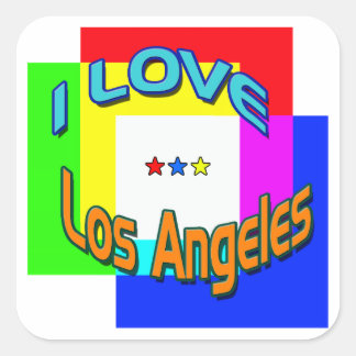 "I LIEBE Los Angeles Coloring 1"-Aufkleber Quadratischer Aufkleber