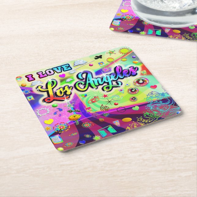 I LIEBE Los Angeles Cool Energy Untersetzer (angewinkelt)