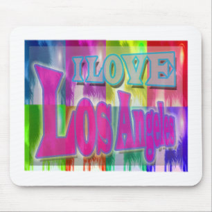"I LIEBE Los Angeles" Farbenfrohe Palmen Mousepad
