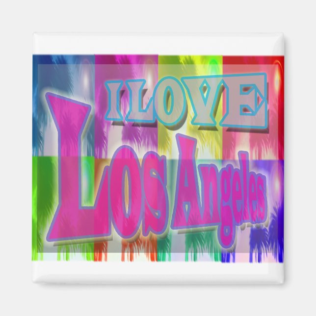 "I LIEBE Los Angeles" Farbenfrohe Palms Magnet (Vorne)