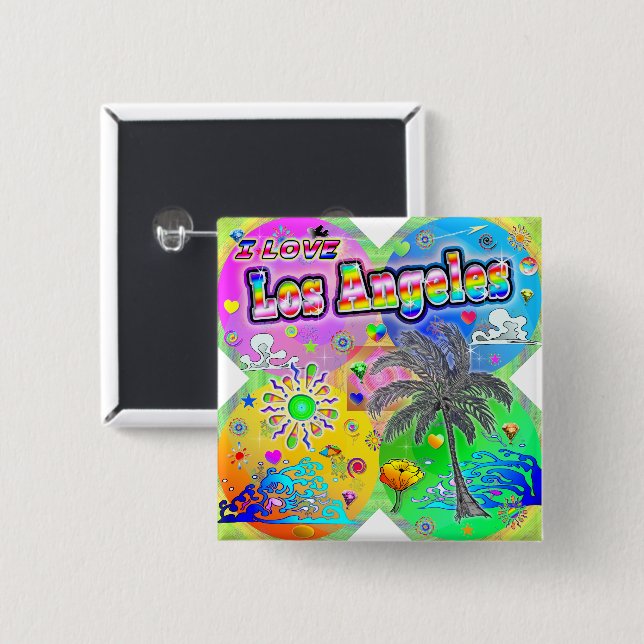 I LIEBE Los Angeles Quadro Seasons Button (Vorne & Hinten)