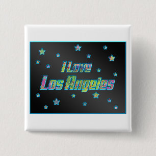 I Liebe Los Angeles Smile Stars Button