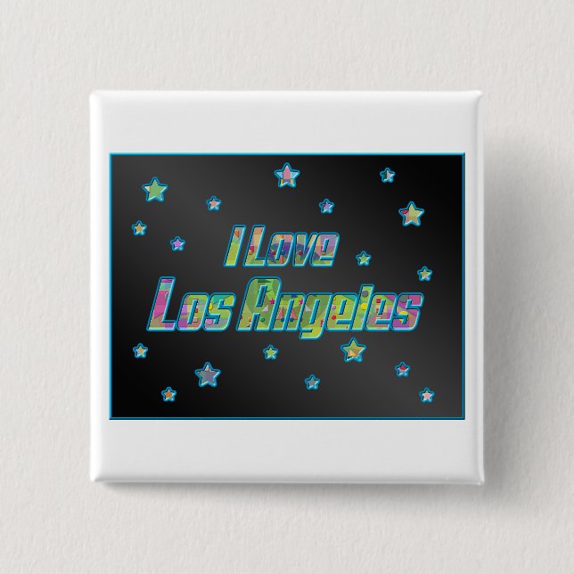 I Liebe Los Angeles Smile Stars Button (Vorderseite)