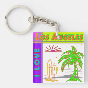 "I LIEBE Los Angeles" Sun Palm Tree&Surfer2 Schlüs Schlüsselanhänger
