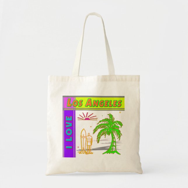 "I LIEBE Los Angeles" Sun Palm Tree&Surfer #2 Bag Tragetasche (Vorne)