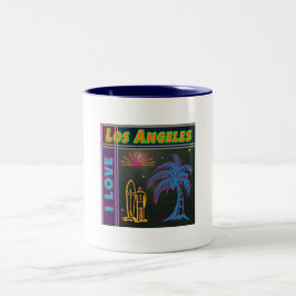 "I LIEBE Los Angeles" Sun, Palm Tree & Surfer Cup Zweifarbige Tasse