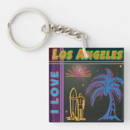 "I LIEBE Los Angeles" Sun Palm Tree & Surfer Keyca Schlüsselanhänger