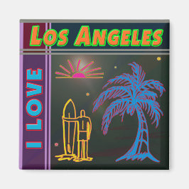"I LIEBE Los Angeles" Sun, Palm Tree&Surfer Magnet