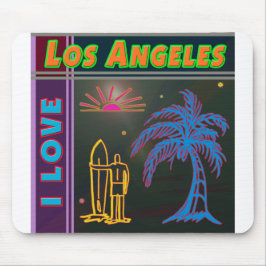"I LIEBE Los Angeles" Sun Palm Tree & Surfer Mouse Mousepad
