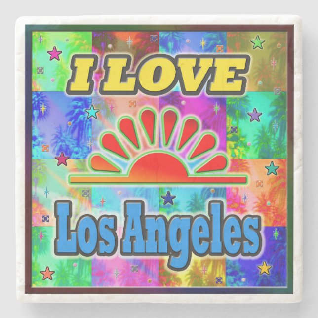 I LIEBE Los Angeles Sun & Palms Untersetzer (Vorderseite)