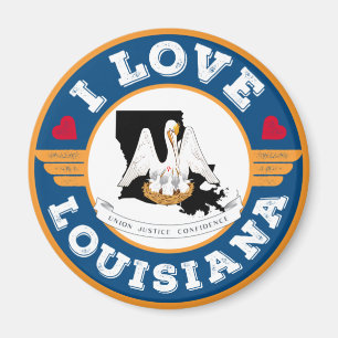 I Liebe Louisiana Staatsflagge und Karte Magnet