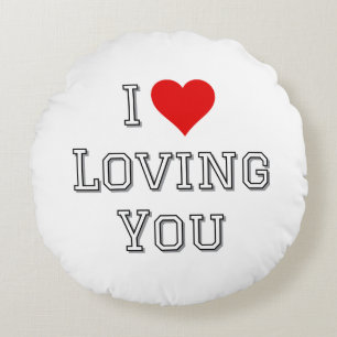 I Liebe Love Sie Romantische Valentine Typografie Rundes Kissen