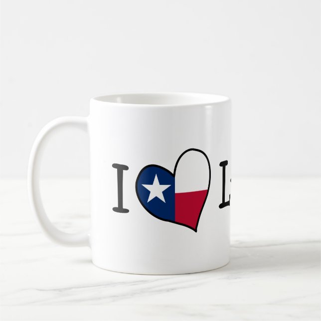 I Liebe Lubbock Texas Flag Herz Tasse (Links)