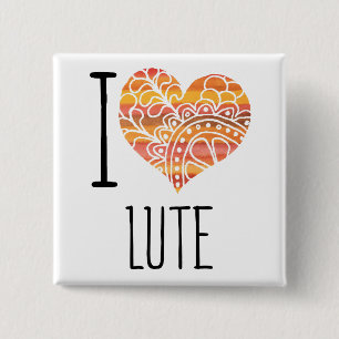 I Liebe Lute Orange Mandala Herz Button