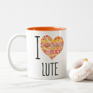 I Liebe Lute Orange Mandala Herz Zweifarbige Tasse