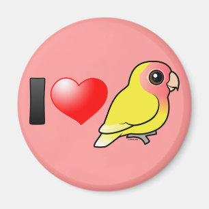 I Liebe Lutino Pfirsich-gesichtige Lovebirds Magnet