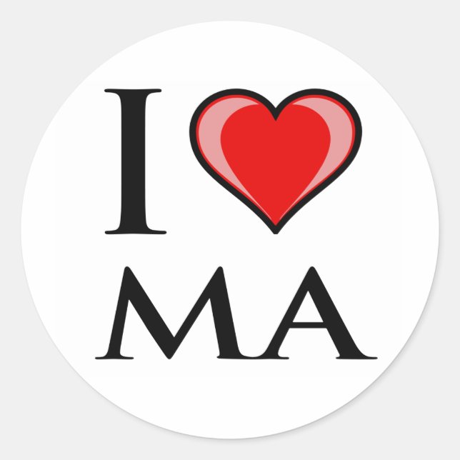 I Liebe MA - Massachusetts Runder Aufkleber (Vorderseite)