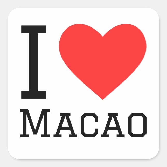 I Liebe Macao Quadratischer Aufkleber (Vorderseite)