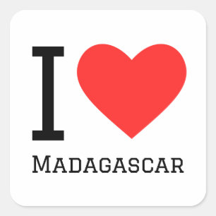 I Liebe Madagascar Quadratischer Aufkleber
