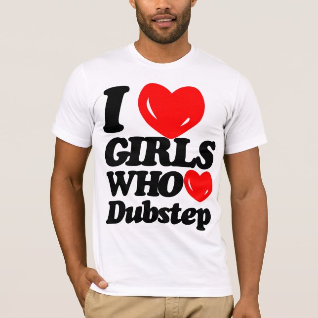 I Liebe-Mädchen die Liebe Dubstep (Schwarzes/Rot) T-Shirt (Vorderseite)