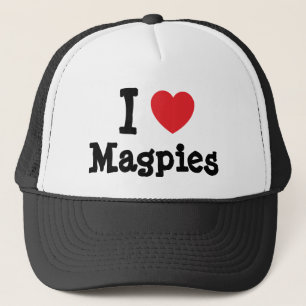 I Liebe Magpies Herz maßgeschneidert personalisier Truckerkappe