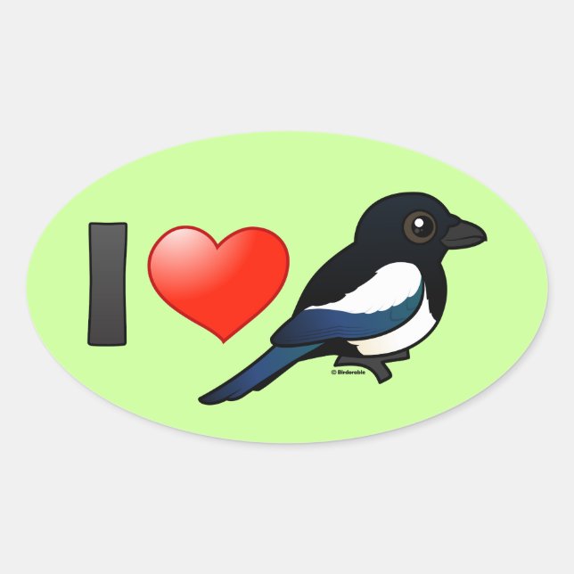 I Liebe Magpies Ovaler Aufkleber (Vorderseite)