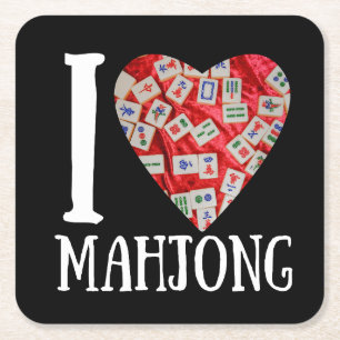 I Liebe Mahjong   Funny mahjong Rechteckiger Pappuntersetzer