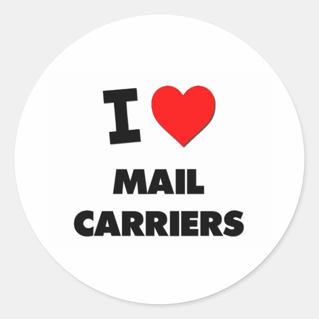 I Liebe Mail Carriers Runder Aufkleber (Vorderseite)
