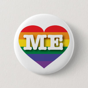 I Liebe Maine Gay Pride Rainbow Heart Button
