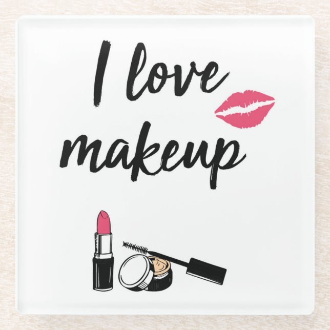 I Liebe-Make-up Glasuntersetzer (Vorderseite)